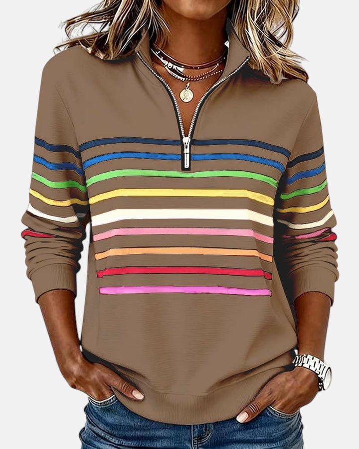 Wren | Sweatshirt mit Reißverschluss und Streifen