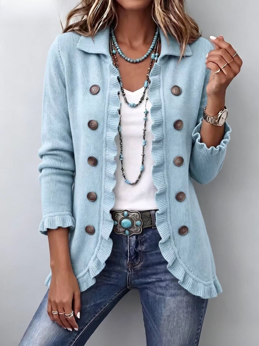 Undine | Strickjacke in Puderblau