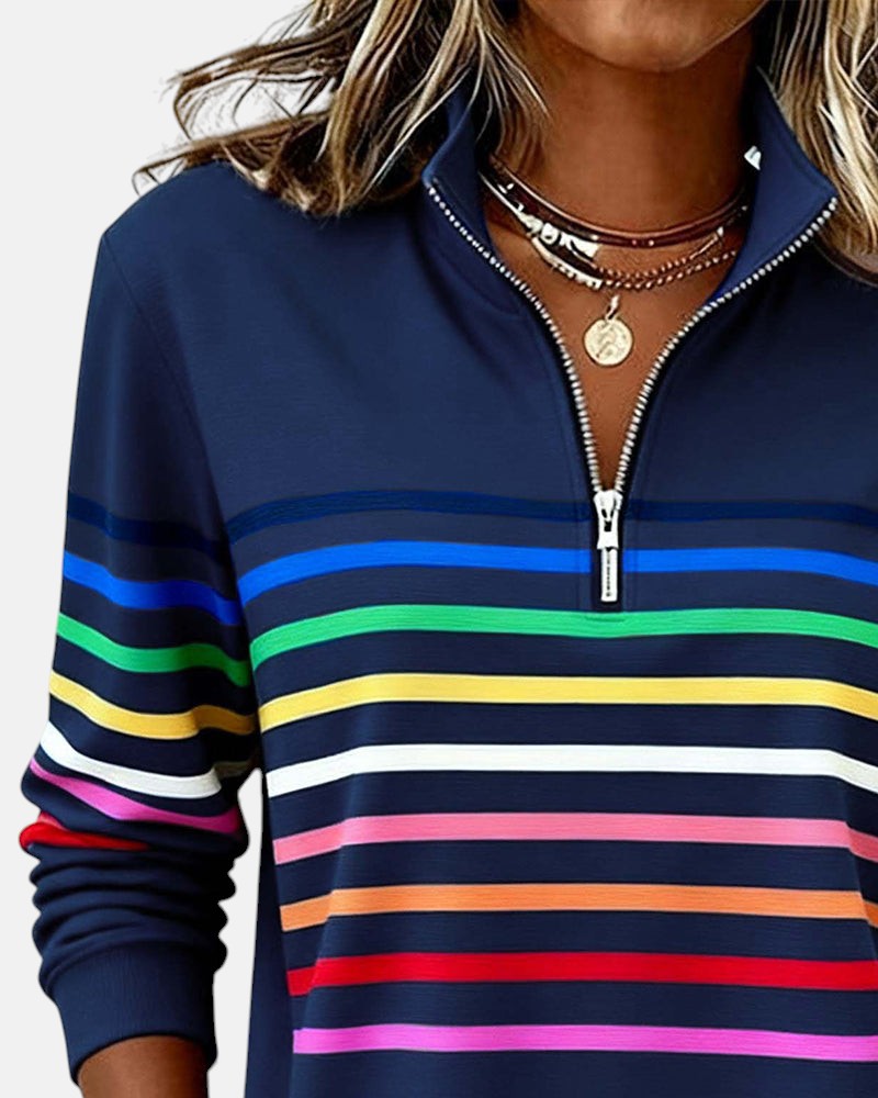Wren | Sweatshirt mit Reißverschluss und Streifen