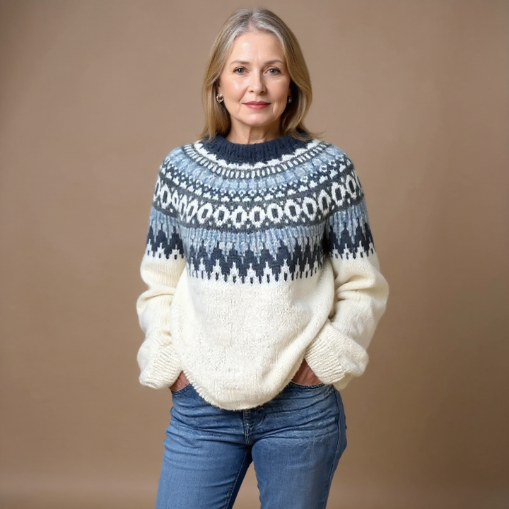Maecey | Islandpullover in Creme und Marine