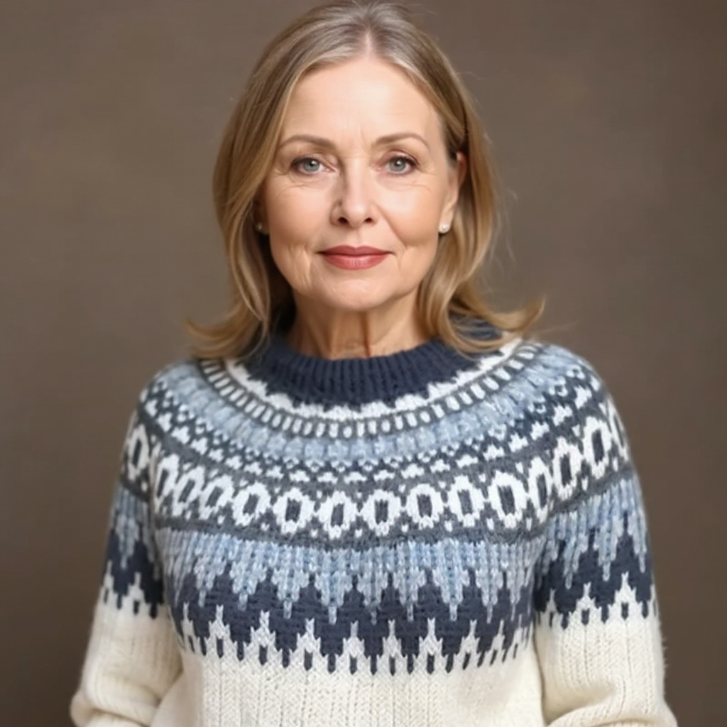 Maecey | Islandpullover in Creme und Marine