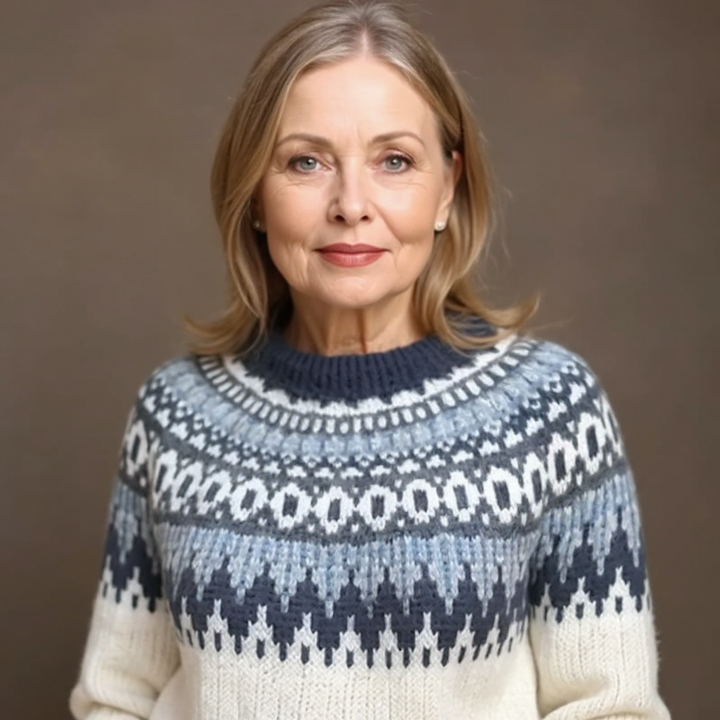 Maecey | Islandpullover in Creme und Marine