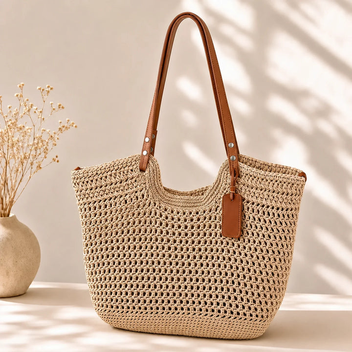 Gudula, Häkel-Shopper aus Naturfaser in Khaki, von Hanna Hamburg