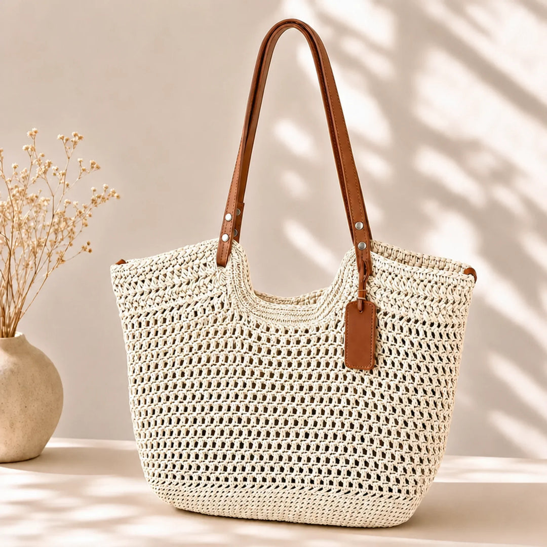 Gudula, Häkel-Shopper aus Naturfaser in Naturweiß, von Hanna Hamburg