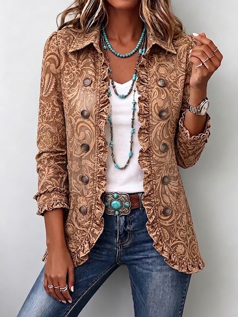 Emmy | Blazer mit Rankenmuster in Karamell