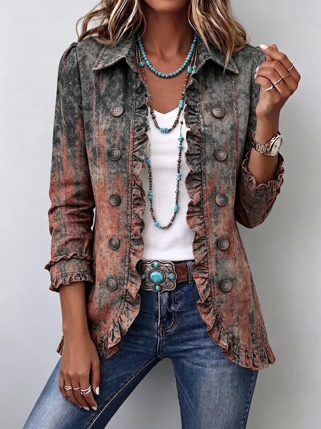 Svea | Blazer in Sand mit Reliefmuster