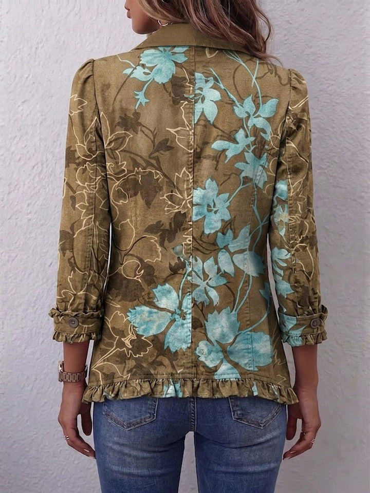 Ulrika | Blazer mit Blüten auf Oliv
