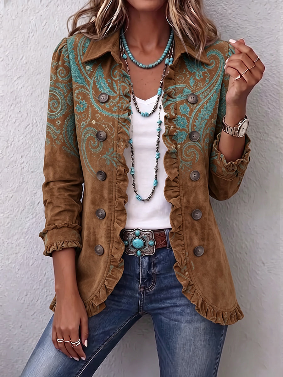 Almuth | Blazer mit Paisley in Braun und Türkis