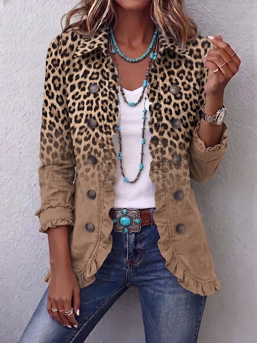 Frida | Blazer mit Leopardenverlauf in Beige