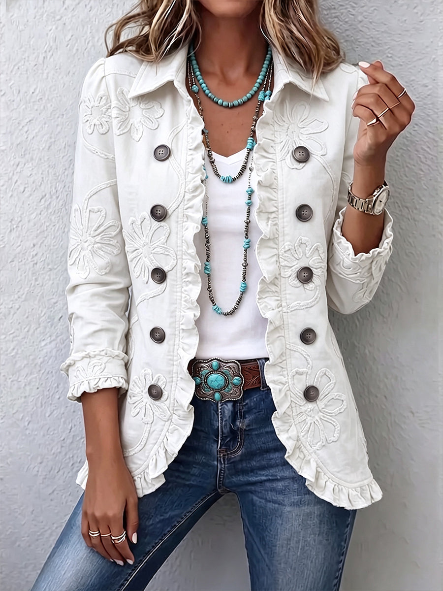 Roswitha | Blazer in Weiß mit Stickerei