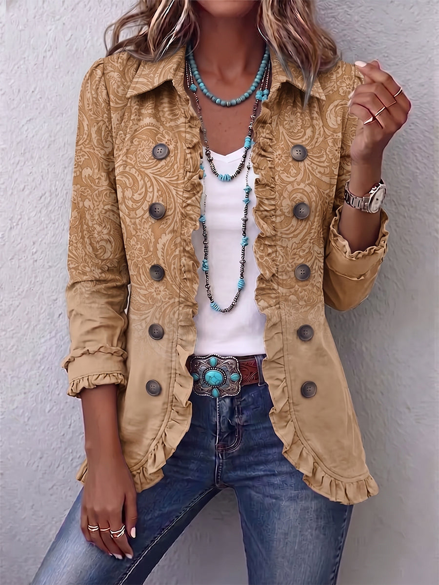 Ylva | Blazer in Khaki mit Reliefmuster