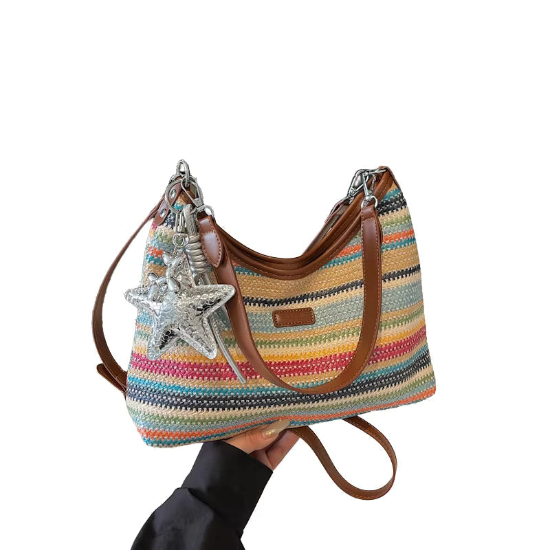 Dorothee, gestreifte Boho-Schultertasche, von Hanna Hamburg