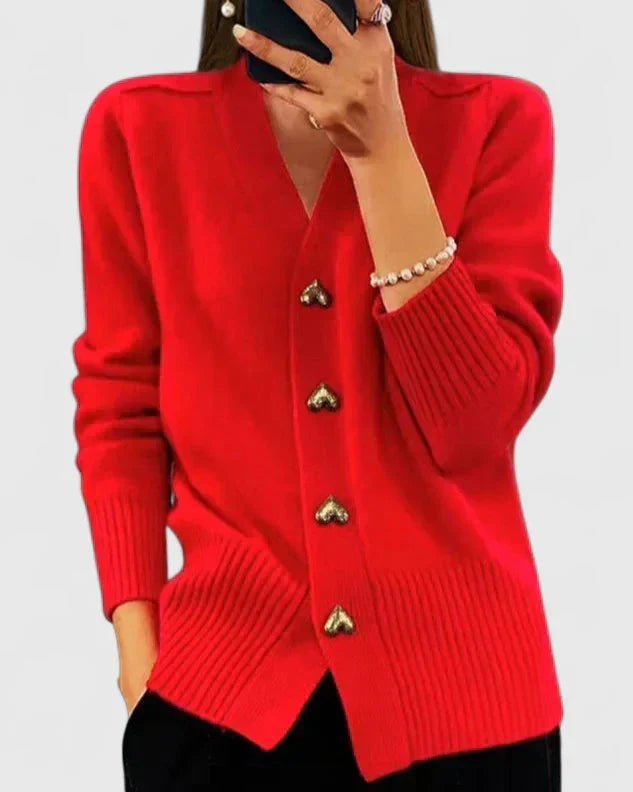 Eleonor | Strickjacke mit Herzknöpfen von Hanna Hamburg, Strickjacke für Damen