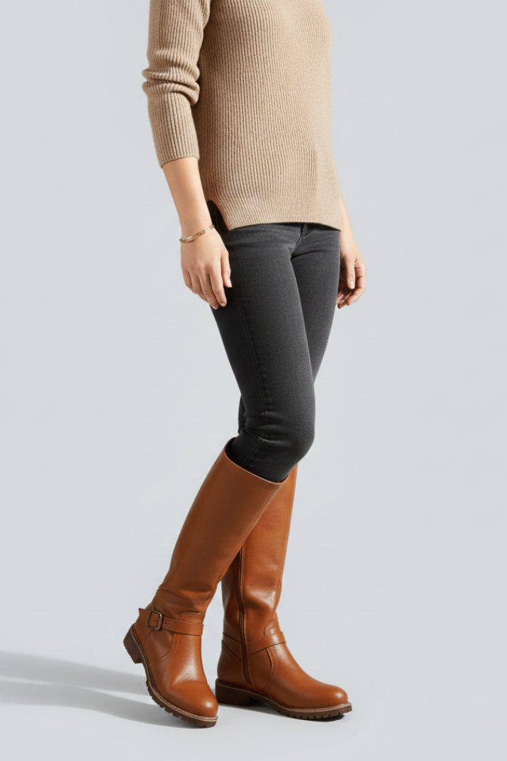 Helmine | Kniehoher Reitstiefel in Cognac